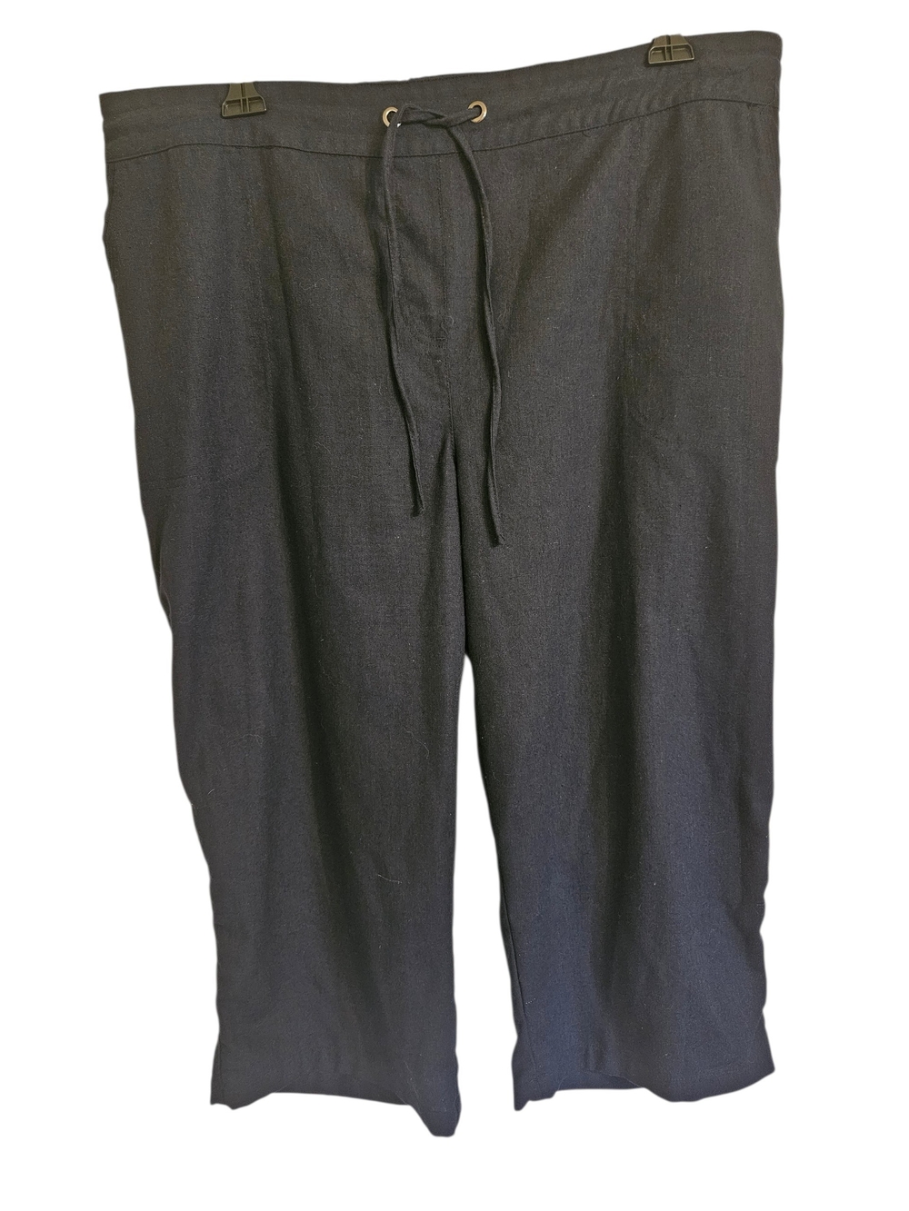 Per Se Navy  Rayon Linen Blend Drawstring Cropped Pants Sz 1X